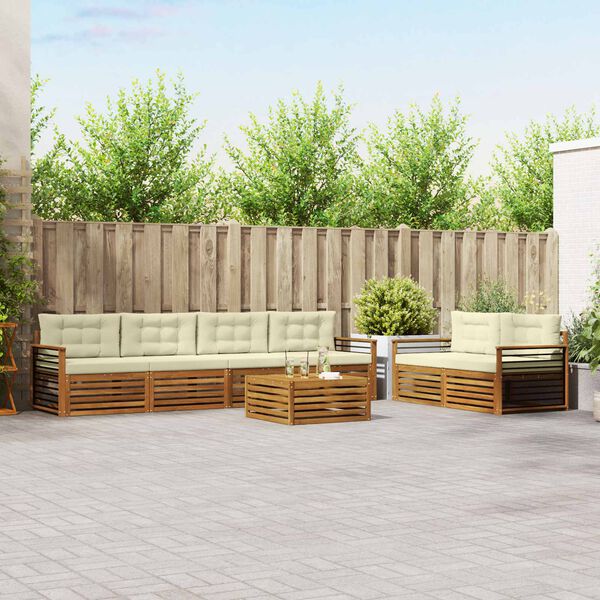 vidaXL Z&aacute;hradn&aacute; s&uacute;prava gaučov s vank&uacute;&scaron;om 7 pcs Pr&iacute;rodn&aacute; a kr&eacute;mov&aacute;