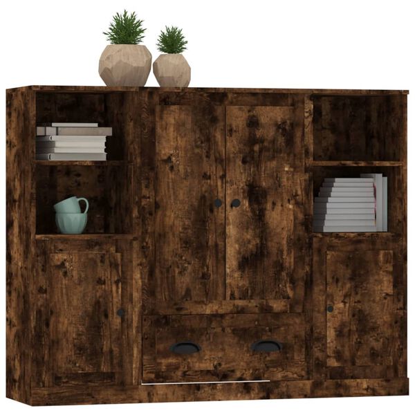 vidaXL Vysok&eacute; skrinky 3 ks dymov&yacute; dub kompozitn&eacute; drevo