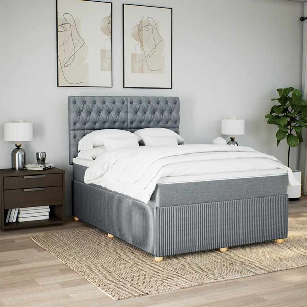 vidaXL Boxspring posteľ s matracom bledosiv&yacute; 140x190 cm l&aacute;tka