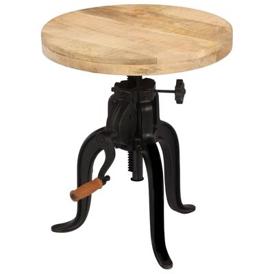 vidaXL Bočný stolík 45x (45-62) cm recyklované mangové drevo a liatina