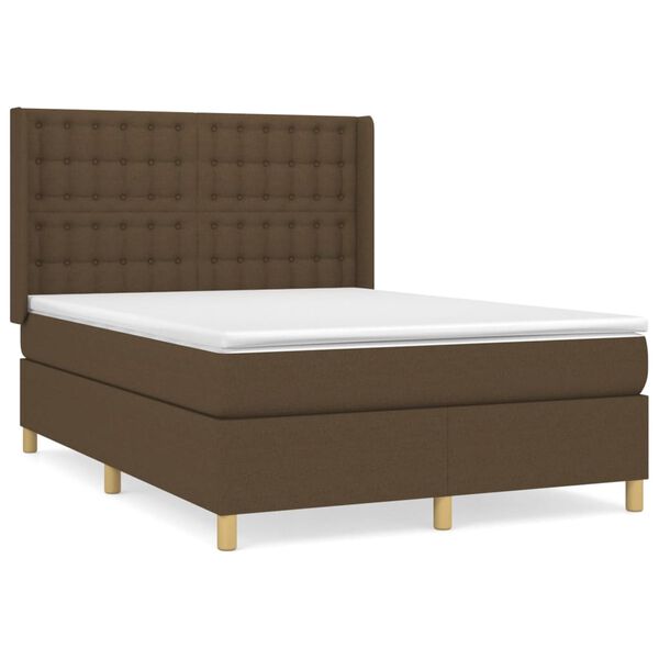 vidaXL Boxspring posteľ s matracom tmavohned&aacute; 140x190 cm l&aacute;tka