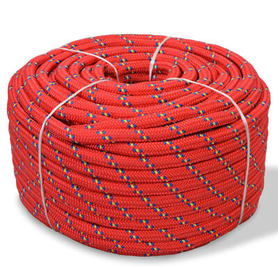 vidaXL Lodné lano, polypropylén, 6 mm, 100 m, červené