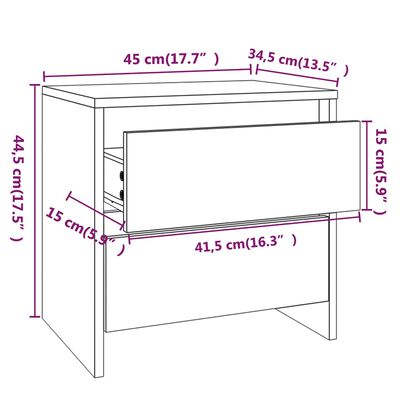 vidaXL Nočný stolík hnedý dub 45x34,5x44,5 cm drevotrieska