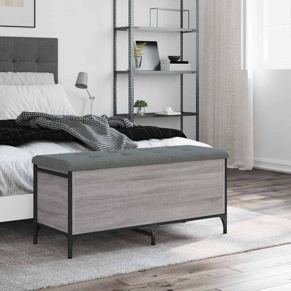 vidaXL &Uacute;ložn&aacute; lavička siv&aacute; sonoma 102x42x45 cm kompozitn&eacute; drevo