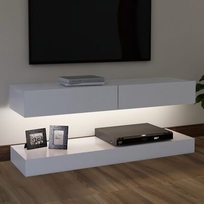 vidaXL TV skrinka s LED svetlami biela 120x35 cm