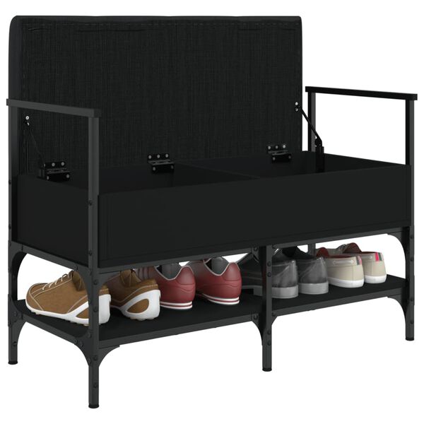 vidaXL Lavička na topánky čierna 85,5x42x57,5 cm kompozitné drevo