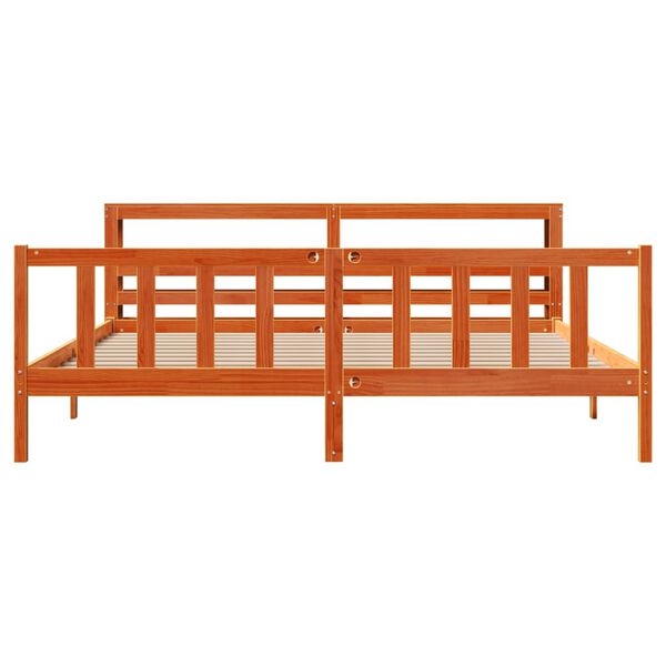 vidaXL Posteľný rám s čelom voskovo hnedý 200x200 cm borovicový masív