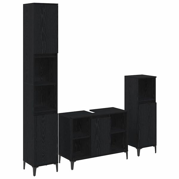 vidaXL Sada k&uacute;peľňov&eacute;ho n&aacute;bytku 3 pcs Čierny dub Kompozitn&eacute; drevo
