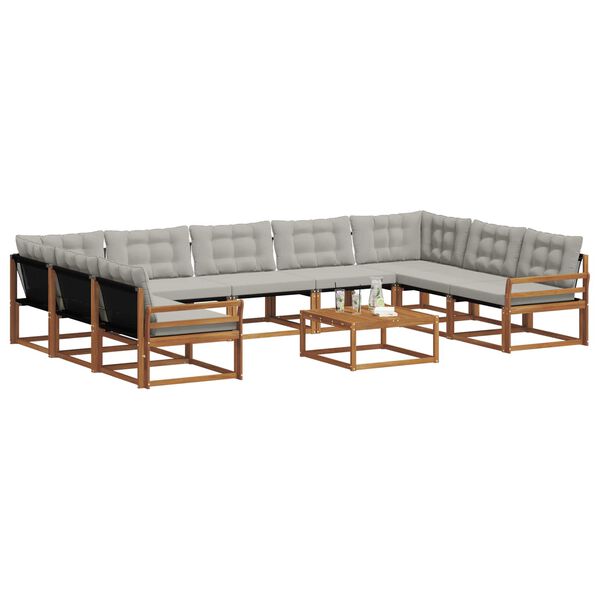 vidaXL Z&aacute;hradn&aacute; s&uacute;prava gaučov s vank&uacute;&scaron;om 10 pcs Pr&iacute;rodn&aacute; a svetlosiv&aacute;