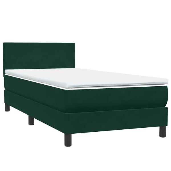 vidaXL Posteľn&yacute; r&aacute;m boxspring s matracom Tmavozelen&aacute; 80x210 cm zamat