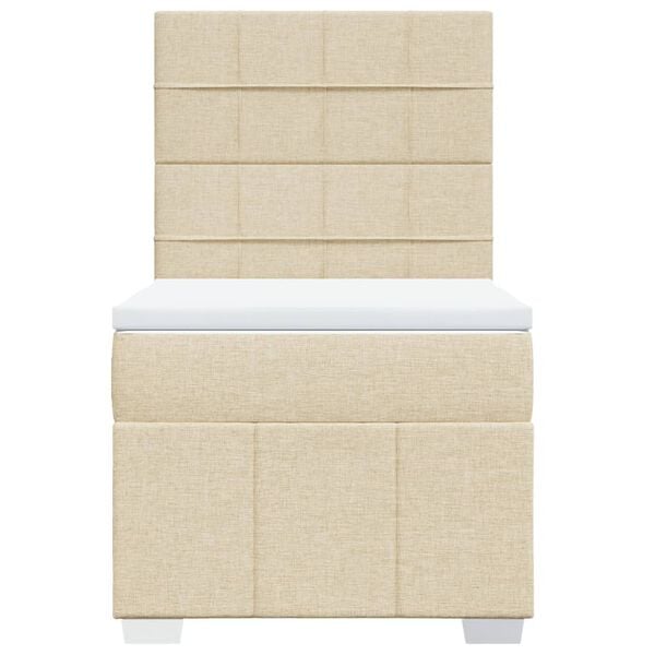 vidaXL Posteľn&yacute; r&aacute;m boxsping s matracom kr&eacute;mov&yacute; 90x200 cm l&aacute;tka