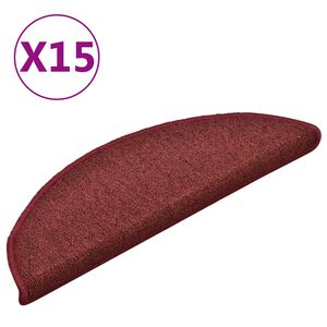 vidaXL Schodov&eacute; rohože 15 ks 56x17x3 cm bordov&eacute; polkruhov&eacute;