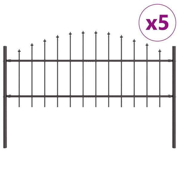 vidaXL Záhradný plot 5 pcs Sivá 170 x 140 cm