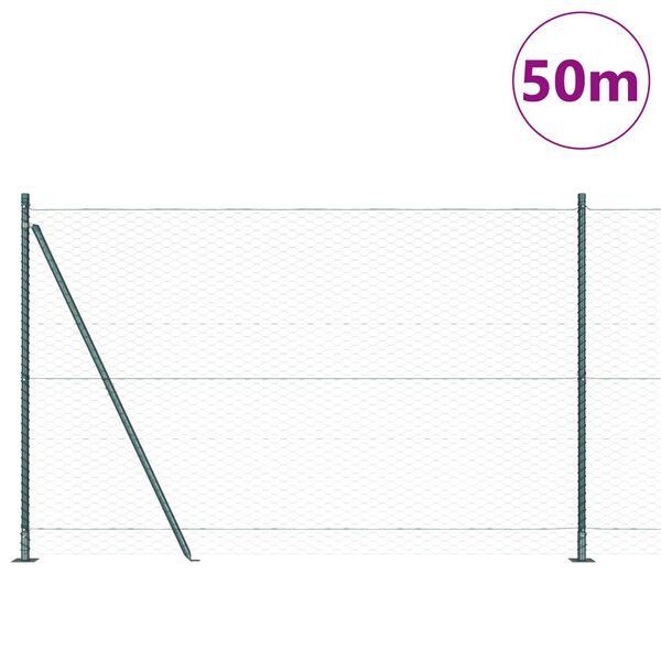vidaXL Stĺp na plot. Zelená 50 x 1,6 m (36 mm pletivo) Ocel a PVC