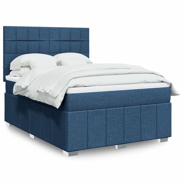 vidaXL Posteľný rám boxspring s matracom modrý 160x200 cm látka