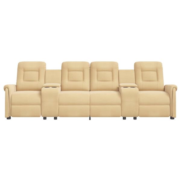 vidaXL 4-miestne sklápacie masážne kreslo+držiaky na poháre, krémové