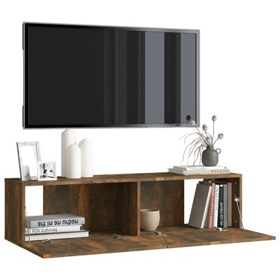 vidaXL Nástenná TV skrinka údený dub 120x30x30 cm spracované drevo