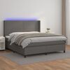 vidaXL Boxspring posteľ s matracom a LED siv&aacute; 160x200 cm umel&aacute; koža