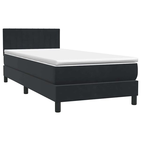 vidaXL Posteľn&yacute; r&aacute;m boxspring s matracom čierny 80x210 cm zamat