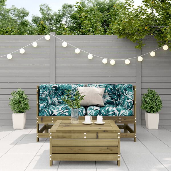 vidaXL 3-dielna záhradná sedacia súprava a vankúše impreg. borovica