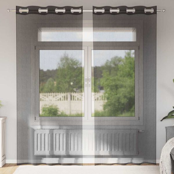 vidaXL Voálové závesy s priechodkami 2 ks Čierna 140x225 cm