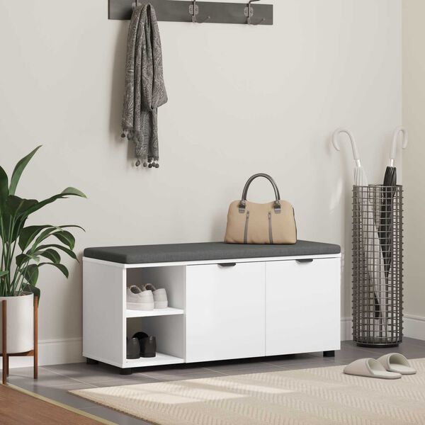 vidaXL Predsieňov&aacute; lavica s vank&uacute;&scaron;om Biela 100 x 38 x 46 cm