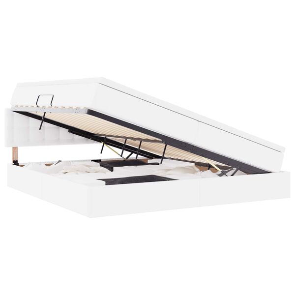 vidaXL Postel s &uacute;ložn&yacute;m prostorem a matrac&iacute; Čist&aacute; biela 200 x 200 cm