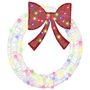 vidaXL Veniec s 60 LED-i Viacfarebn&yacute; 76 x 76 x 8,5 cm Akryl