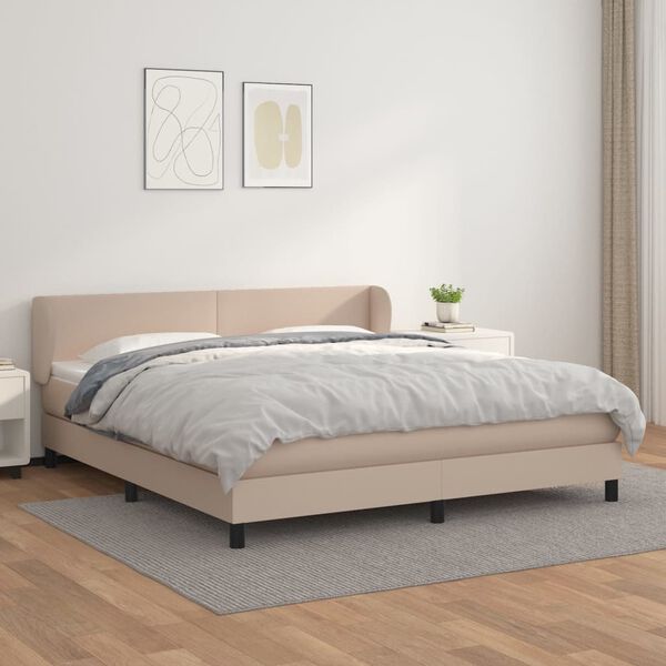 vidaXL Boxspring posteľ s matracom kapučínová 180x200 cm umelá koža
