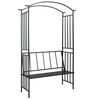 vidaXL Z&aacute;hradn&aacute; pergola s lavičkou čierna 128x50x207 cm železn&aacute;