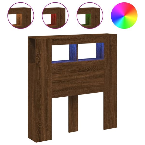 vidaXL Čelo s LED hned&yacute; dub 100x18,5x103,5 cm kompozitn&eacute; drevo