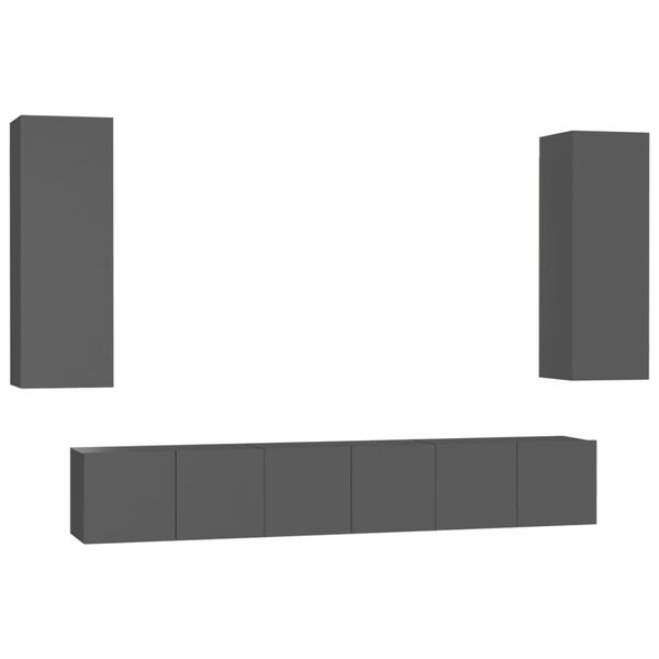 vidaXL 5-dielna súprava TV skriniek sivá drevotrieska