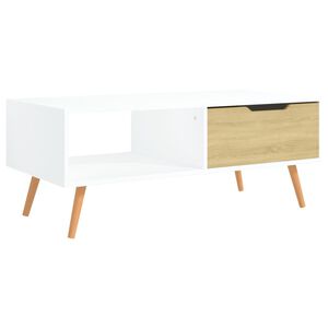 vidaXL Konferenčn&yacute; stol&iacute;k biely a dub sonoma 100x49,5x43 cm drevotrieska