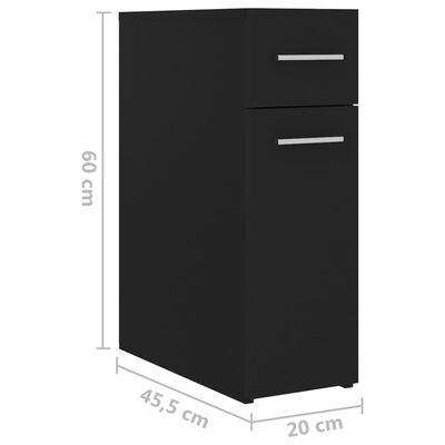 vidaXL Úložná skrinka, čierna 20x45,5x60 cm, kompoztiné drevo