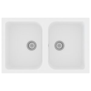 vidaXL Kuchynsk&yacute; drez Quartz a živica 76 x 48 x 30 cm Biela