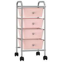 vidaXL Mobilný úložný vozík so 4 zásuvkami ružový plastový