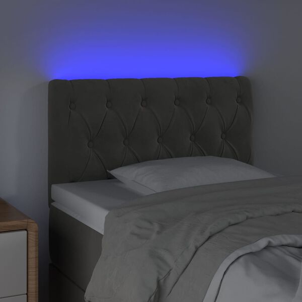 vidaXL Čelo postele s LED tmavosiv&eacute; 80x7x78/88 cm zamat