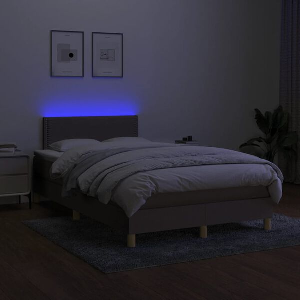 vidaXL Boxspring posteľ s matracom a LED sivohned&aacute; 120x190 cm l&aacute;tka