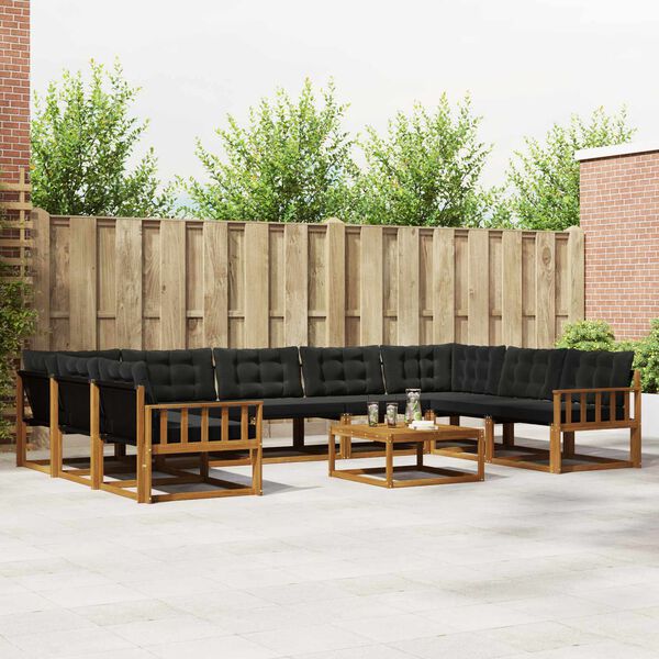 vidaXL Z&aacute;hradn&aacute; s&uacute;prava gaučov s vank&uacute;&scaron;om 10 pcs Pr&iacute;rodn&aacute; a čierna