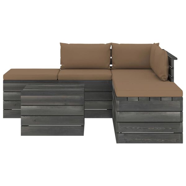 vidaXL 6-dielna z&aacute;hradn&aacute; s&uacute;prava z paliet s podložkami borovicov&yacute; mas&iacute;v