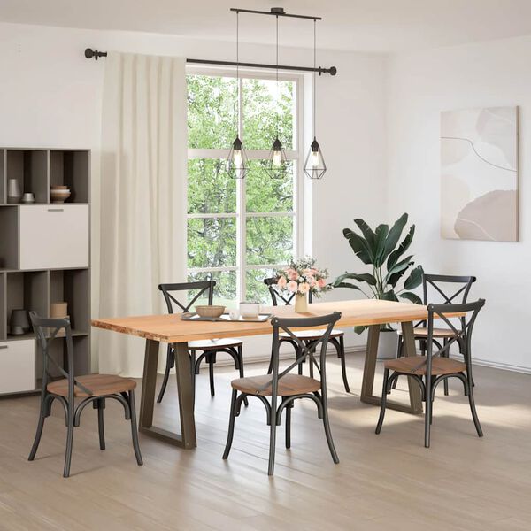 vidaXL Nohy k jedálenskému stolu v tvare V, 2 ks, prírodná oceľ, 50 x (72-73,3) cm, oceľ