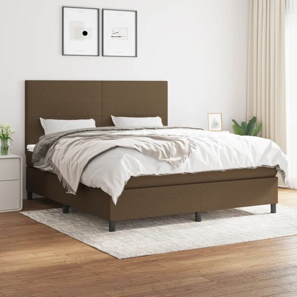 vidaXL Boxspring posteľ s matracom tmavohned&aacute; 160x200 cm l&aacute;tka