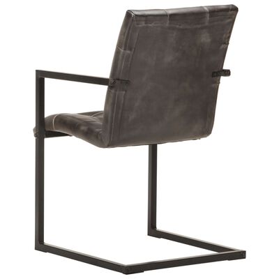 vidaXL Jedálenské stoličky,perová kostra 2ks, ošúchaná sivá,pravá koža