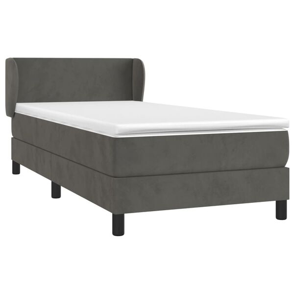vidaXL Posteľn&yacute; r&aacute;m boxspring s matracom tmavosiv&yacute; 90x200 cm zamat