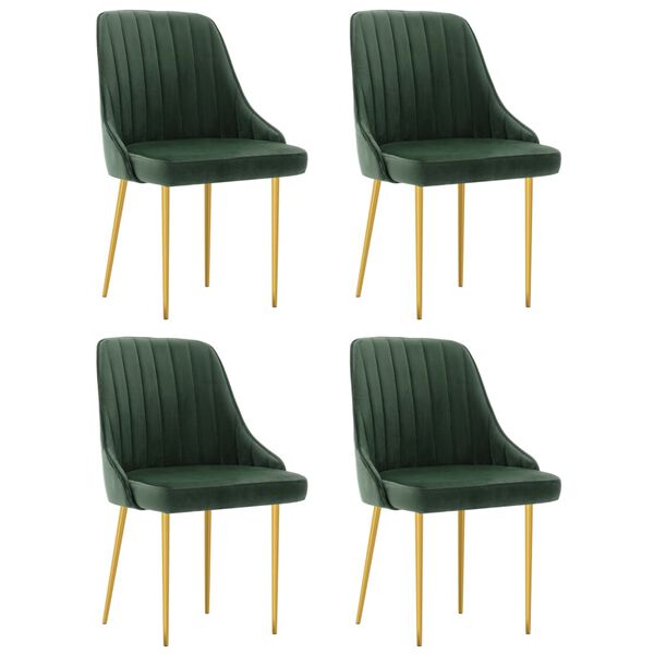 vidaXL Jed&aacute;lensk&eacute; stoličky 4 ks tmavozelen&eacute; zamatov&eacute;