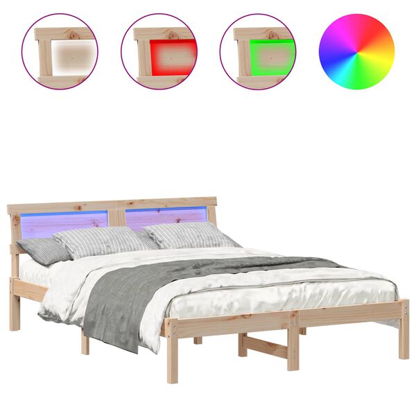 vidaXL R&aacute;m postele Hned&aacute; 120 x 200 cm Mas&iacute;vne borovicov&eacute; drevo