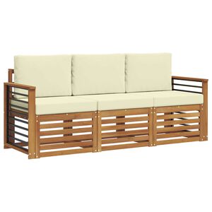 vidaXL S&uacute;pravy pohoviek 3 pcs Pr&iacute;rodn&aacute; a kr&eacute;mov&aacute; Pevn&eacute; ak&aacute;ciov&eacute; drevo