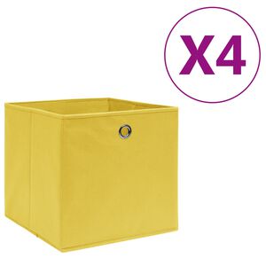 vidaXL &Uacute;ložn&eacute; boxy 4 ks, netkan&aacute; text&iacute;lia 28x28x28 cm, žlt&eacute;