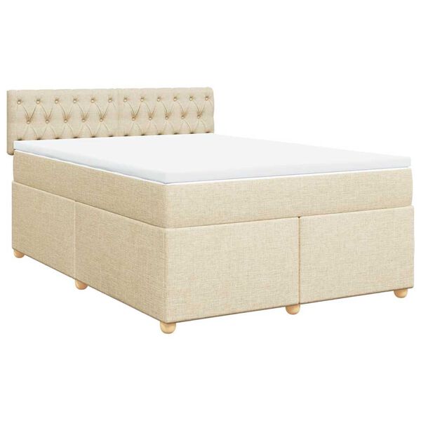 vidaXL Boxspring posteľ s matracom kr&eacute;mov&yacute; 140x190 cm l&aacute;tka