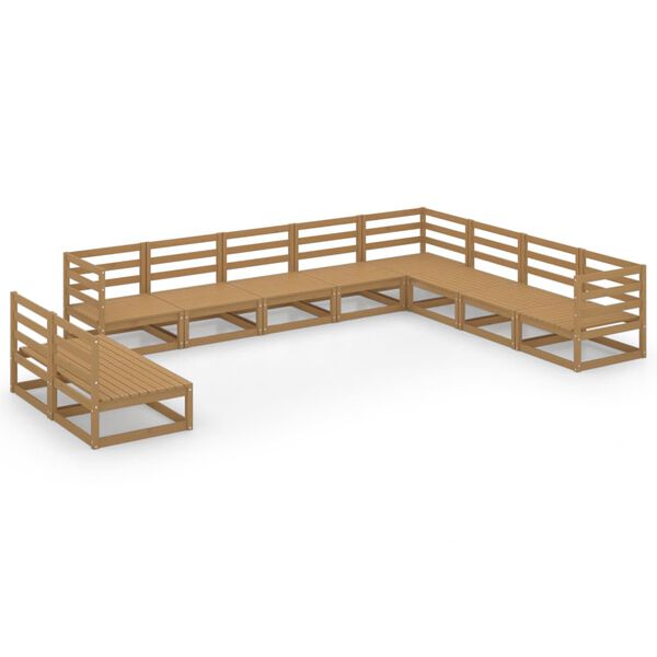 vidaXL 10-dielna záhradná sedacia súprava medovo-hnedá borovicový masív